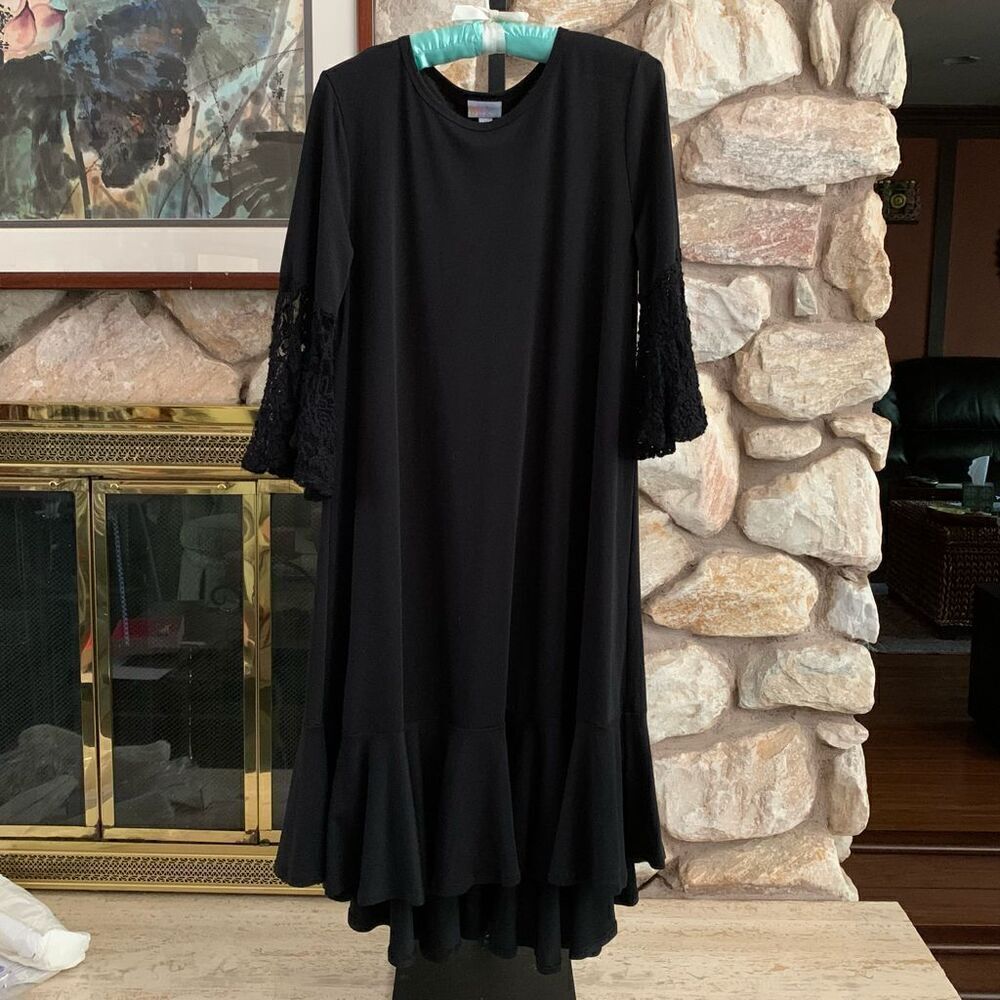 Women’s Lularoe Maureen Dress flared lace sleeve boho festival swing dress